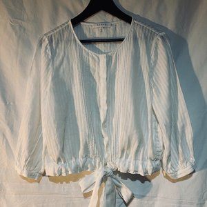 FRAME | White Cropped Peasant Blouse